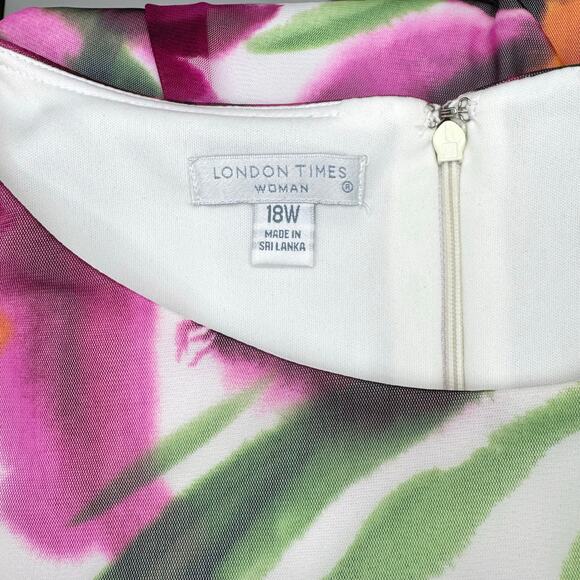 London Times Woman Tiered Ruffle Hem Cocktail Dress Plus Size 18W Floral Multi - Picture 13 of 15